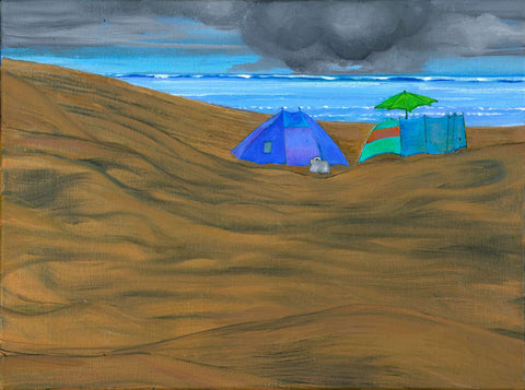 Beach with Blue & Green Tent