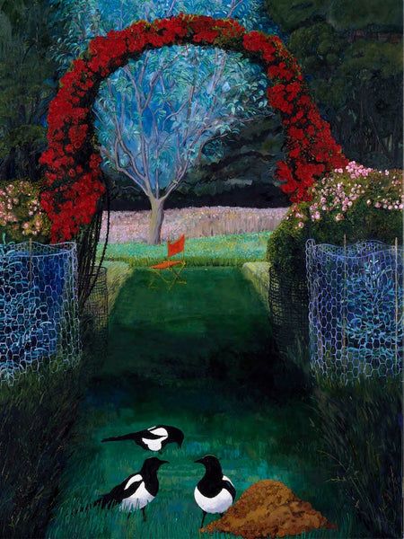 Rose Arch and Magpies