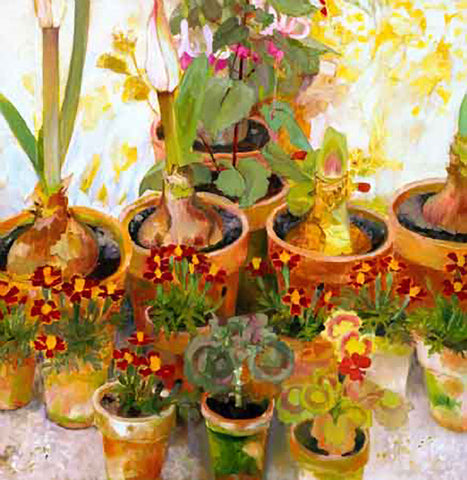 Greenhouse with red and Yellow Flowers