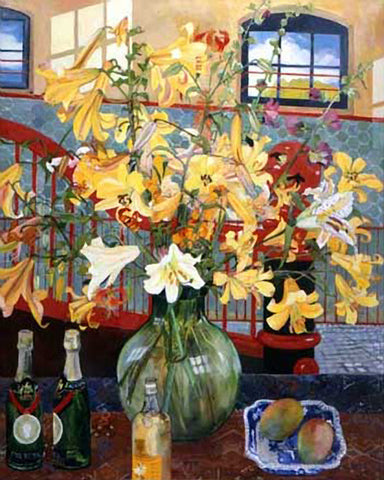 Red Stable with Yellow Lillies
